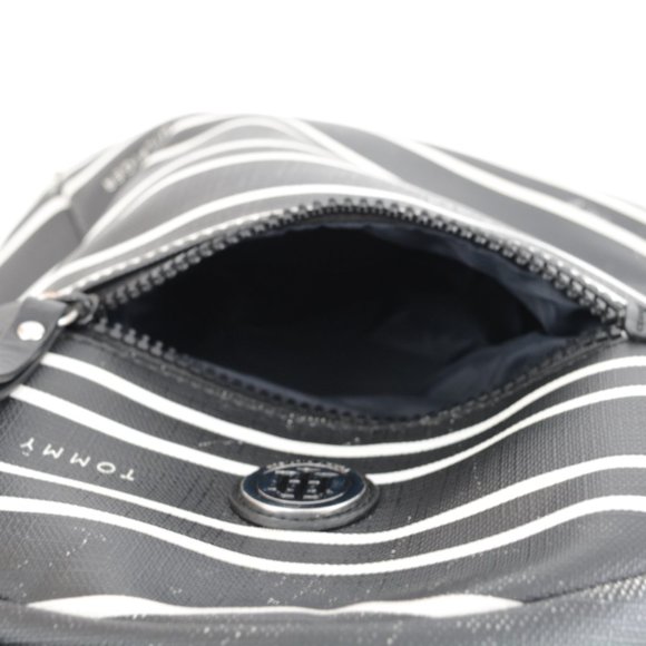 Vintage Tommy Hilfiger Small Black & White Stripe Lined Zippered  Backpack